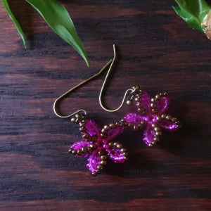 Heart in Hawaii Tiny Pinwheel Plumeria Earrings - Fuchsia