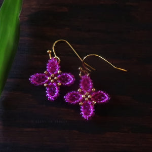 Heart in Hawaii Beaded Quatrefoil Dangles - Fuchsia