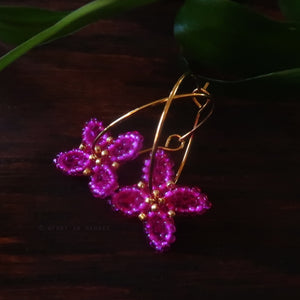 Heart in Hawaii Beaded Quatrefoil Hoops - Fuchsia