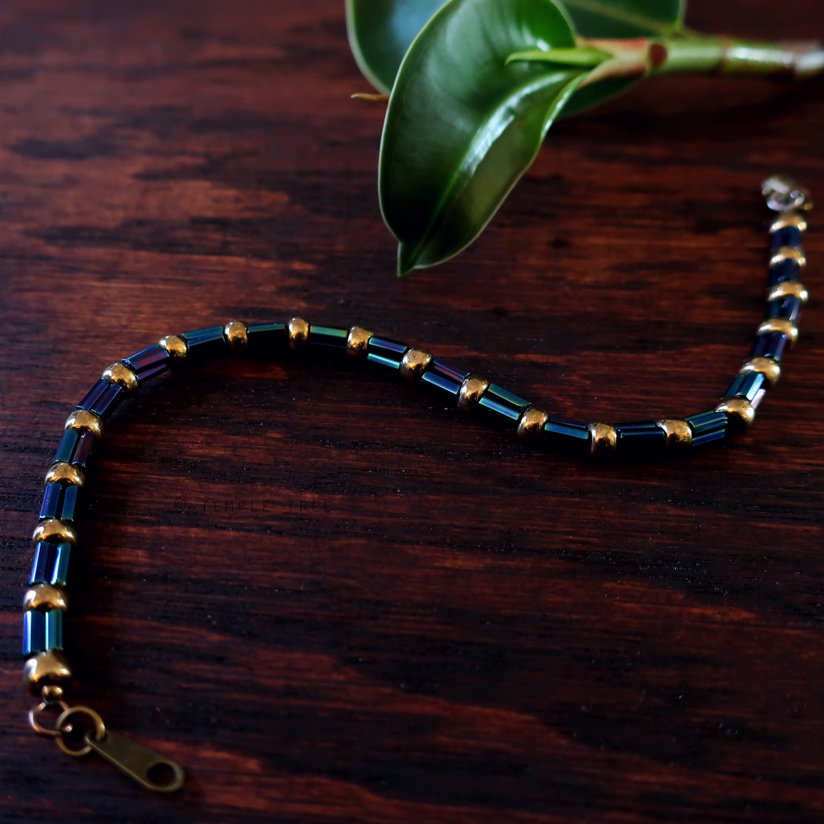 Temple Tree Bamboo Weave Beaded Bracelet - Galactic Blue Bugels