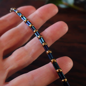 Temple Tree Bamboo Weave Beaded Bracelet - Galactic Blue Bugels