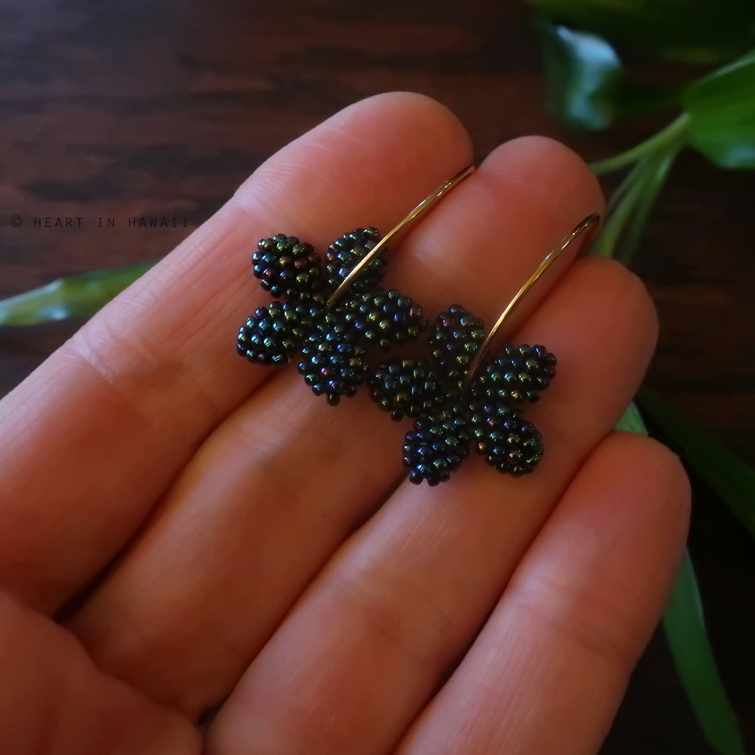 Heart in Hawaii Tiny Plumeria Flower Hoops - Galaxy Blue