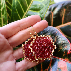 Temple Tree Hexagon Mandala Dangle Earrings - Large - Gold-Lined