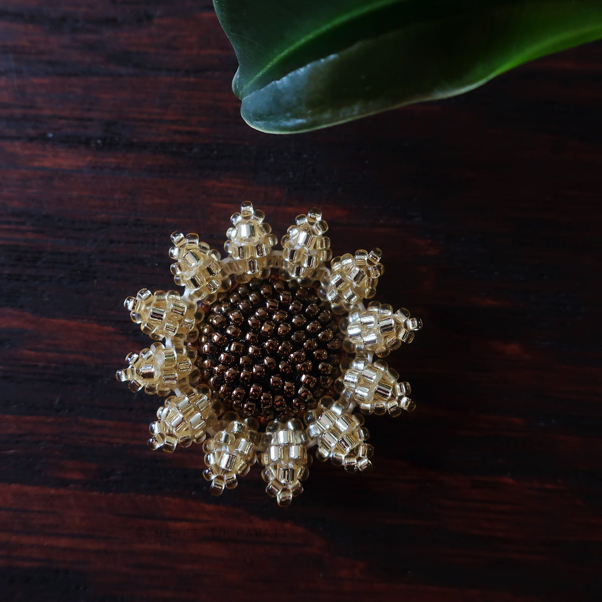 Heart in Hawaii Mini Beaded Sunflower Brooch - Sparkly Gold