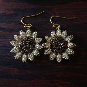 Heart in Hawaii Mini Beaded Sunflower Earrings - Sparkly Gold