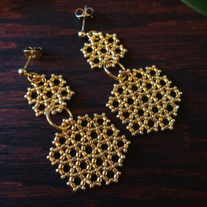 Heart in Hawaii Beaded Honeycomb Earrings