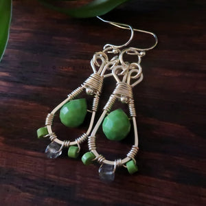 Temple Tree Silver-Plated Pendulum Dangle Earrings - Green Howlite