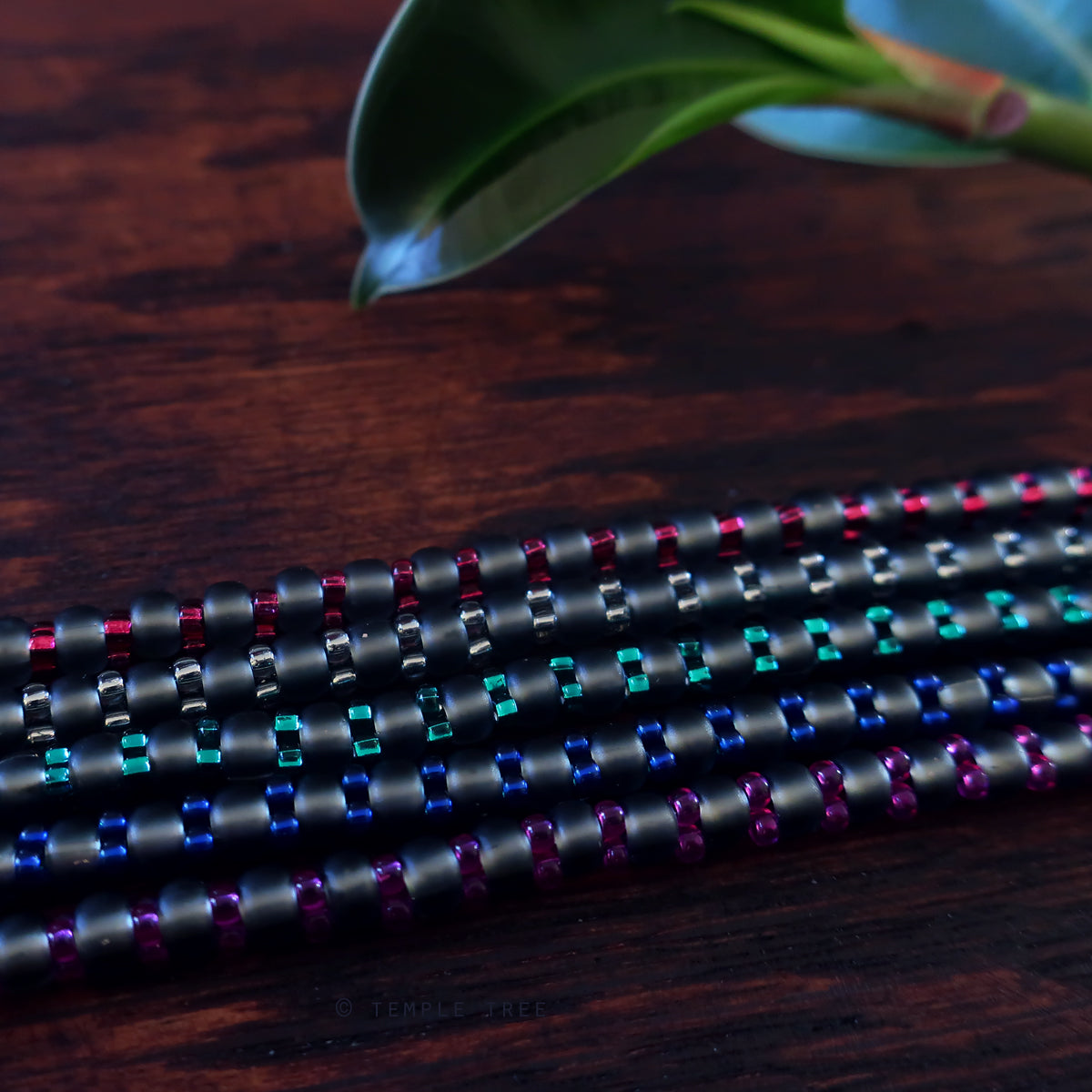 Temple Tree Bamboo Weave Beaded Bracelets - Matte Grey