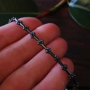 Temple Tree Curio Weave Beaded Bugle Bracelet - Hematite