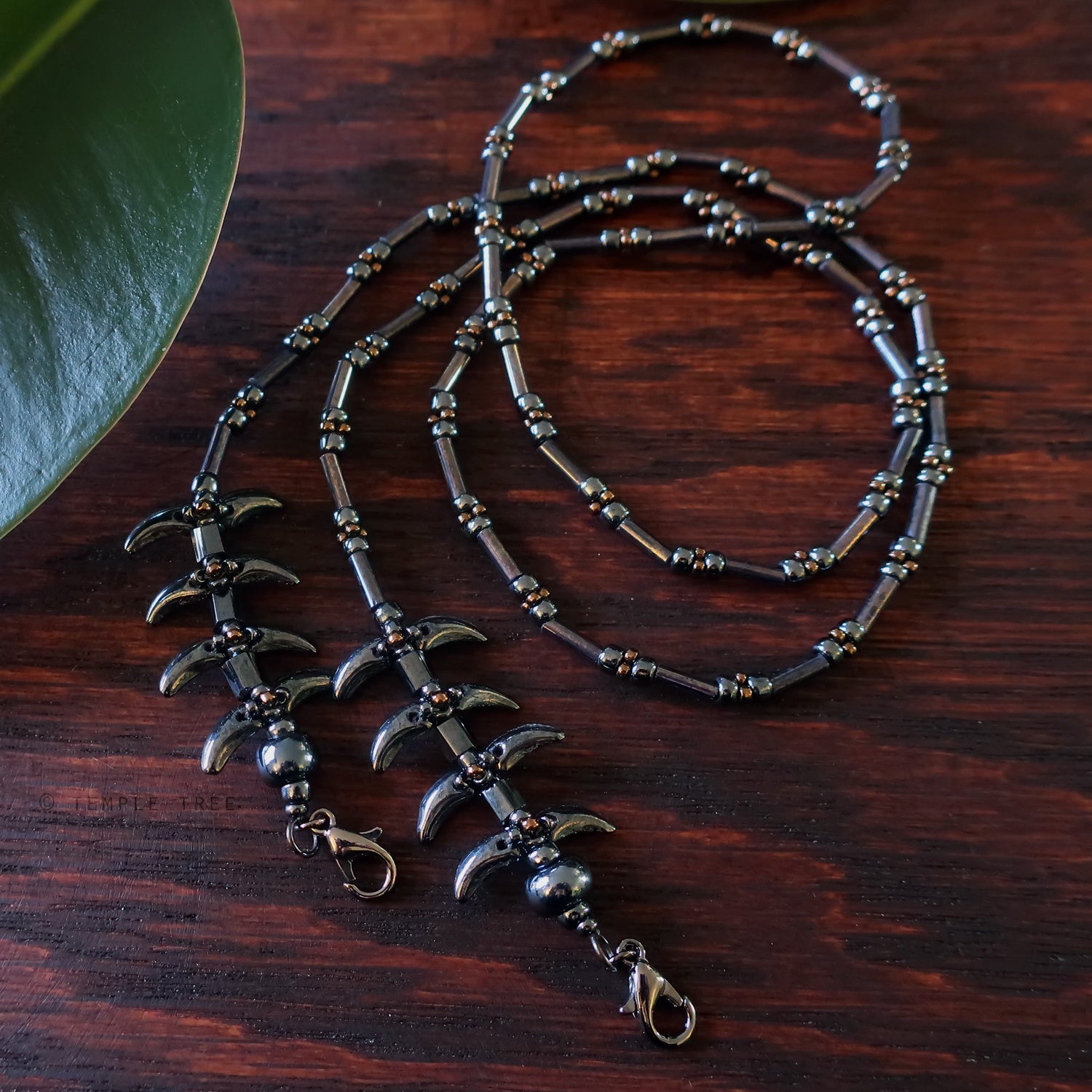 Temple Vine Beadwoven Mask Lanyard by Temple Tree - Grey and Bronze