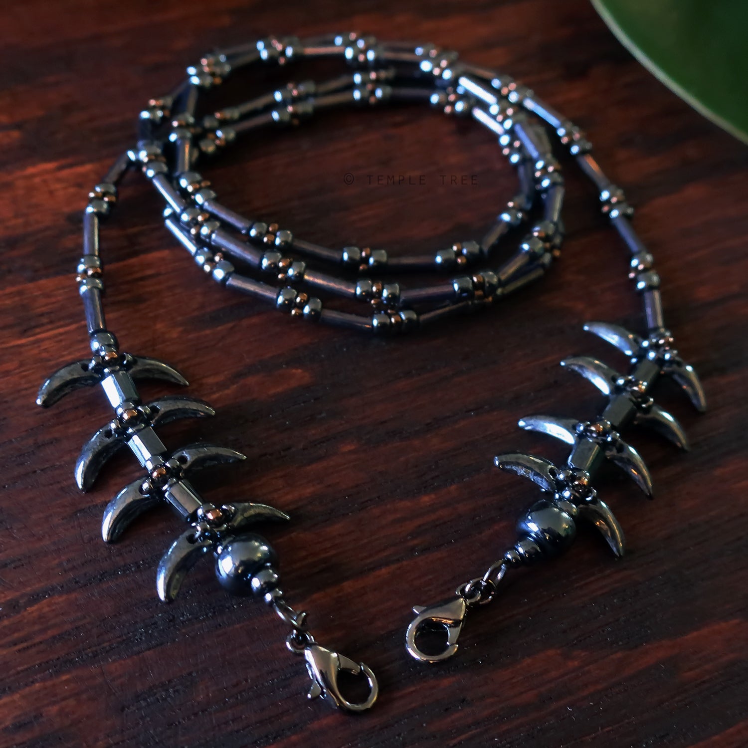Temple Vine Beadwoven Mask Lanyard by Temple Tree - Grey and Bronze
