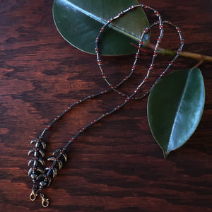 Temple Vine Beadwoven Mask Lanyard by Temple Tree - Grey and Red