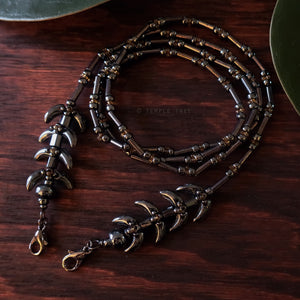 Temple Vine Beadwoven Mask Lanyard by Temple Tree - Grey and Topaz
