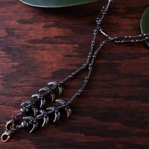 Temple Vine Beadwoven Mask Lanyard by Temple Tree - Grey with Violet