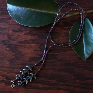 Temple Vine Beadwoven Mask Lanyard by Temple Tree - Grey with Violet