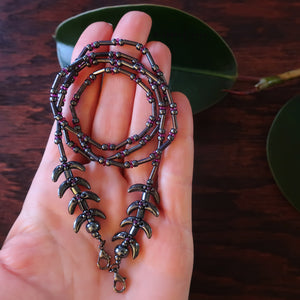 Temple Vine Beadwoven Mask Lanyard by Temple Tree - Grey with Violet