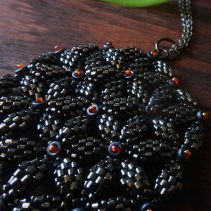 Temple Tree Flower of Life Beaded Pendant v2 - Metallic Grey