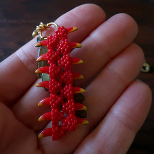Heart in Hawaii Heliconia Rostrata Beaded Necklace - Bright Red