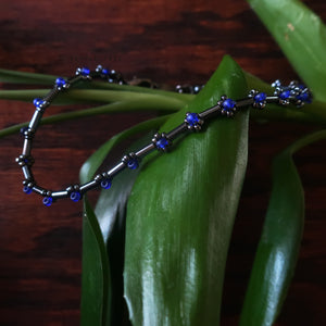 Temple Tree Curio Weave Beaded Bugle Bracelet - Hematite