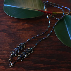 Temple Vine Beadwoven Mask Lanyard by Temple Tree - Grey and Peacock