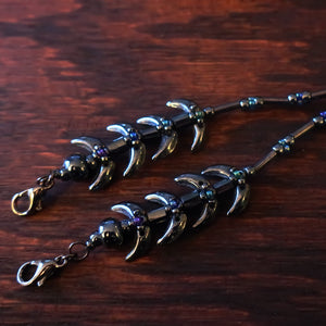 Temple Vine Beadwoven Mask Lanyard by Temple Tree - Grey and Peacock