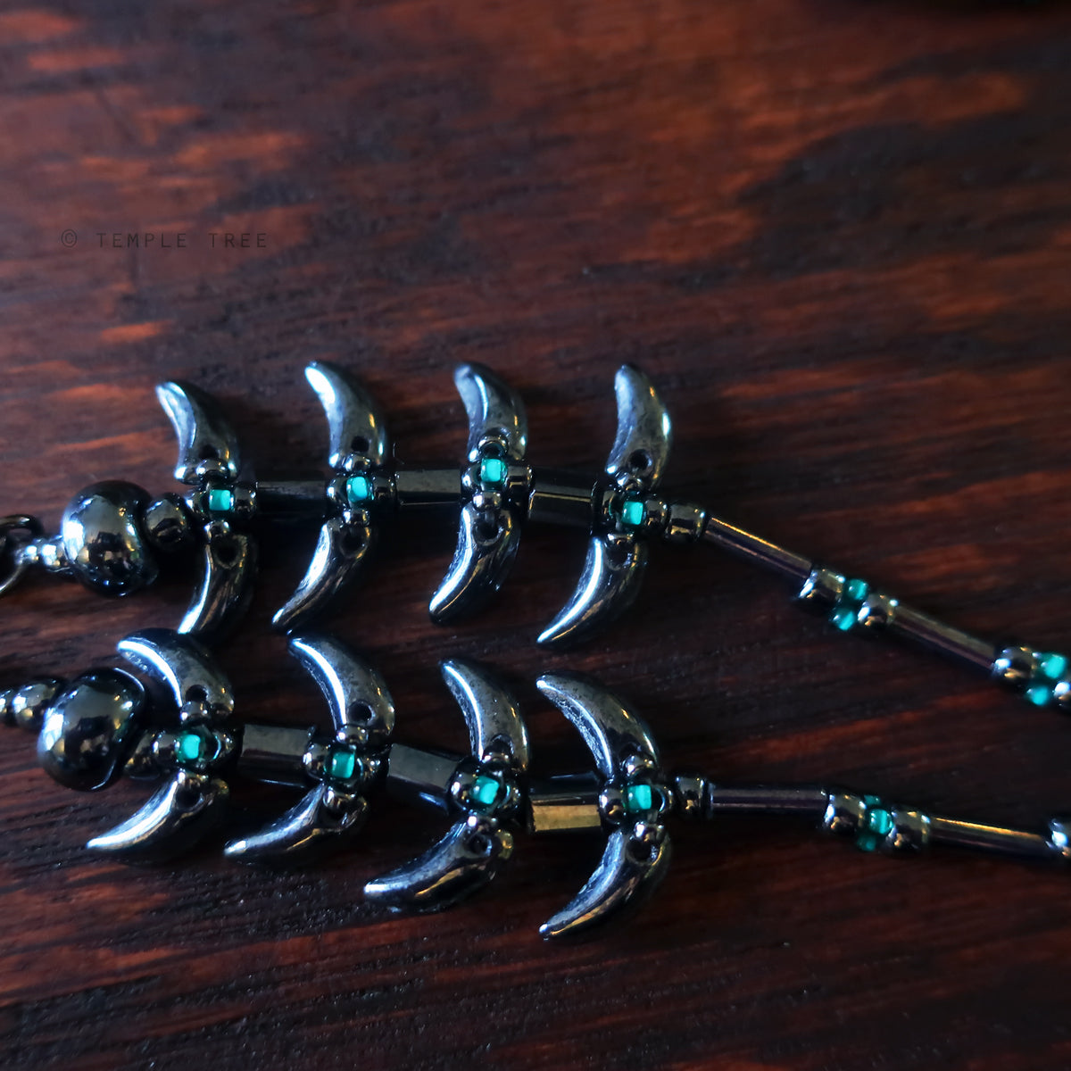 Temple Vine Beadwoven Mask Lanyard by Temple Tree - Grey and Teal