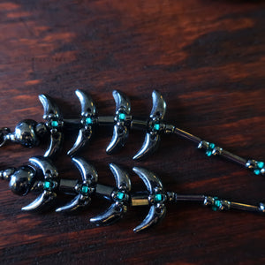 Temple Vine Beadwoven Mask Lanyard by Temple Tree - Grey and Teal