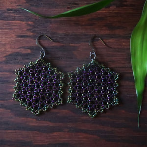 Temple Tree Hexagon Mandala Earrings - Cyber 1 - Large