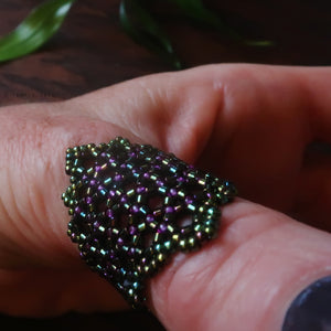 Temple Tree Hexagon Mandala Beaded Ring - Cyber 1