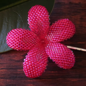 Heart in Hawaii 2.5 Inch Beaded Plumeria Flower - Hot Pink