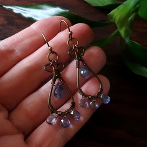 Temple Tree Pendulum Dangles in Bronze - Iolite
