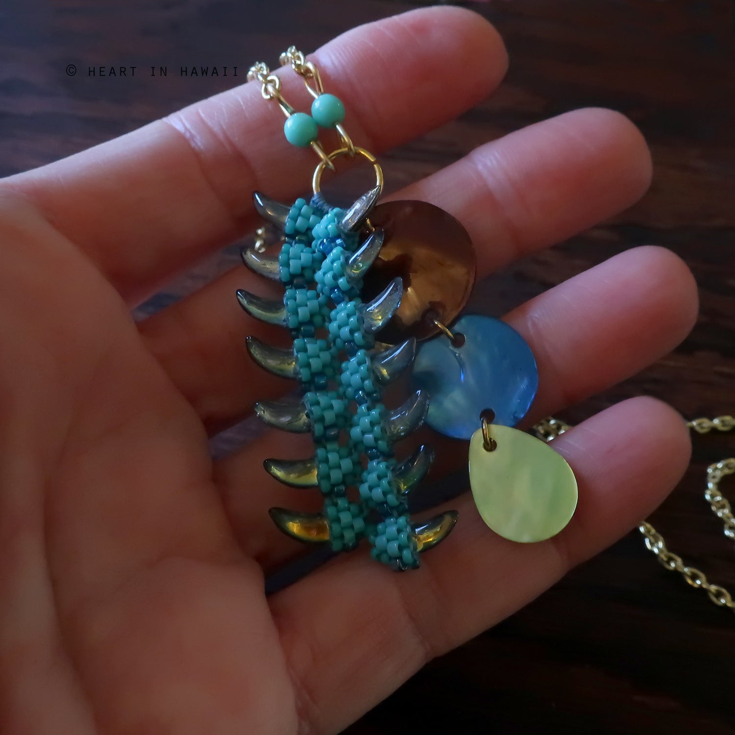 Heart in Hawaii Blue Jade Vine 26-inch Beaded Necklace
