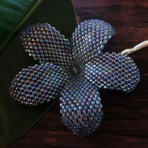 Heart in Hawaii 2.5 Inch Beaded Plumeria Flower - Labradorite