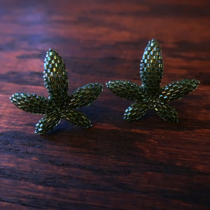 Heart in Hawaii Beaded Leaf Stud Earrings