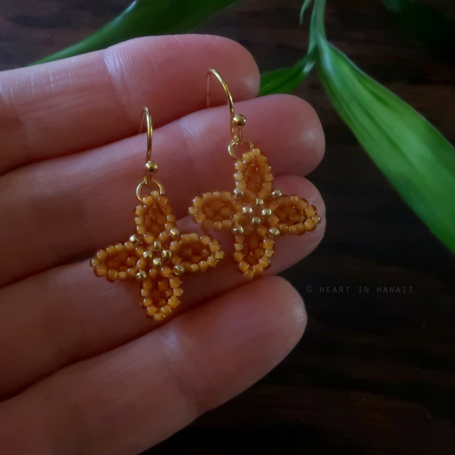 Heart in Hawaii Beaded Quatrefoil Dangles  - Mango