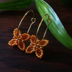 Heart in Hawaii Beaded Quatrefoil Hoops - Mango