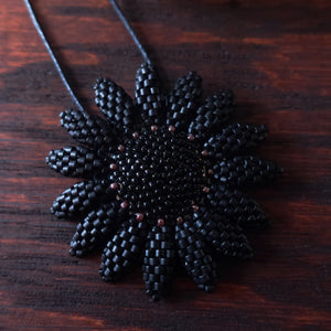 Heart in Hawaii Beaded Sunflower Pendant - Matte Black