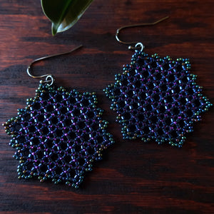 Temple Tree Hexagon Mandala Earrings - Night Lights - Large
