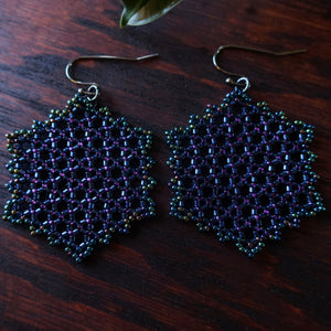 Temple Tree Hexagon Mandala Earrings - Night Lights - Large