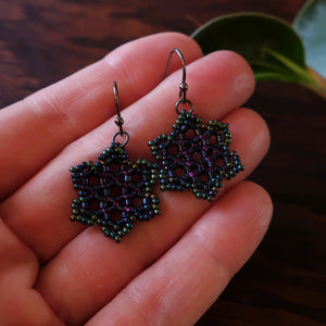 Temple Tree Hexagon Mandala Earrings - Night Lights - Tiny