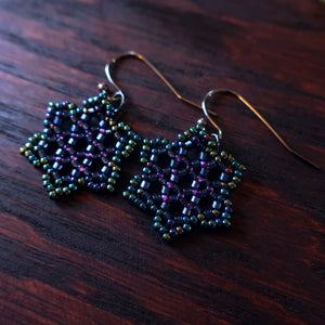Temple Tree Hexagon Mandala Earrings - Night Lights - Tiny
