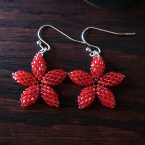 Heart in Hawaii Pua Plumeria Flower Dangles - Opalescent Red