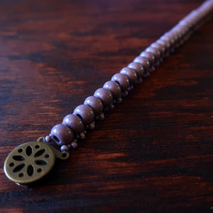 Temple Tree Boho Glass Bead Caterpillar Weave Bracelet - Opaque Mauve