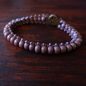 Temple Tree Boho Glass Bead Caterpillar Weave Bracelet - Opaque Mauve