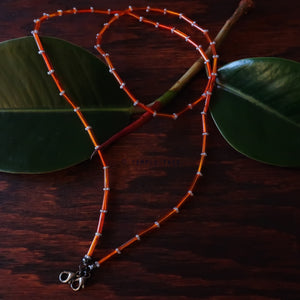 Temple Tree Bamboo Weave Thin Beaded Mask Lanyard - Orange and Grey