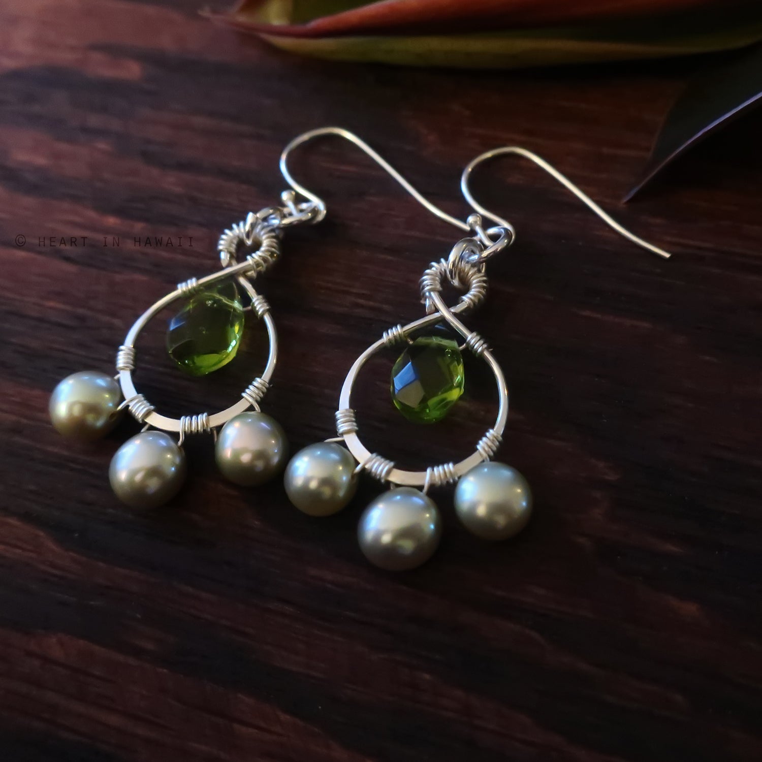Heart in Hawaii Petal Drop Earrings in Silver - Olivine