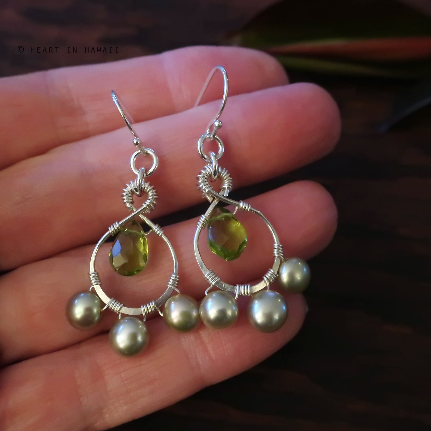 Heart in Hawaii Petal Drop Earrings in Silver - Olivine