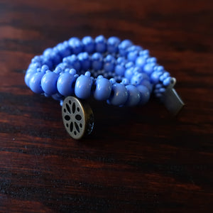 Temple Tree Boho Glass Bead Caterpillar Weave Bracelet - Opaque Periwinkle