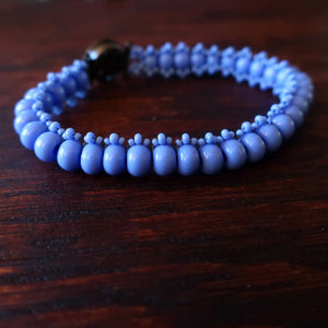 Temple Tree Boho Glass Bead Caterpillar Weave Bracelet - Opaque Periwinkle