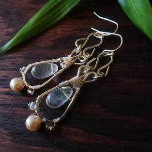 Temple Tree Silver-Plated Pendulum Dangle Earrings - Pineapple Quartz